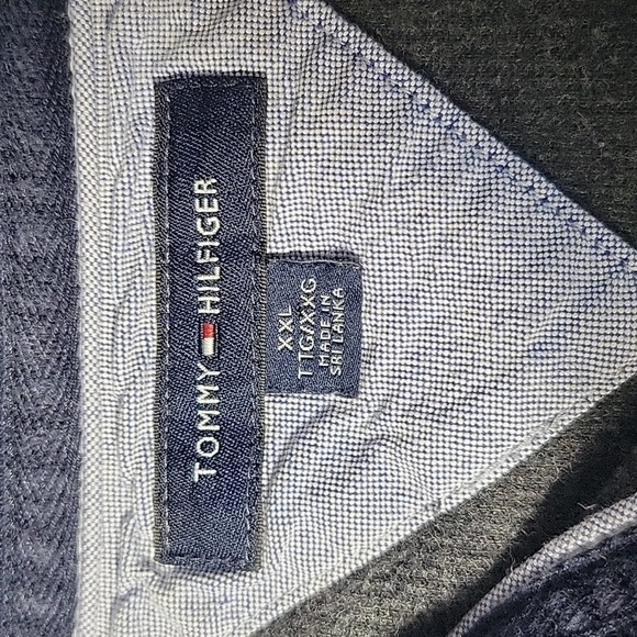 TOMMY HILFIGER Flag Logo 1/4 Zip Gray and Blue Sweater XXL/TG - Picture 6 of 6